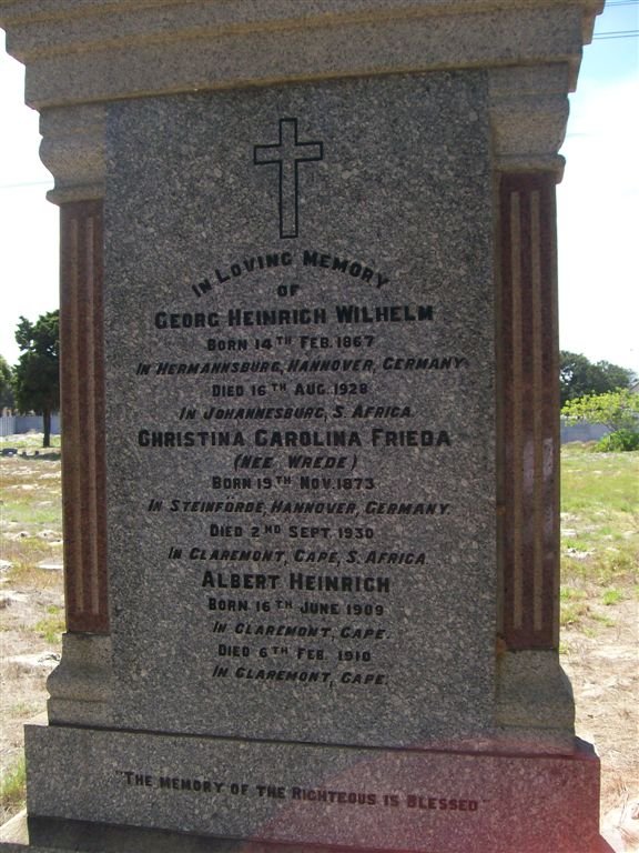 SCHLAPHOFF Georg Heinrich Willem 1867-1928 &amp; Christina Carolina Frieda WREDE 1873-1930