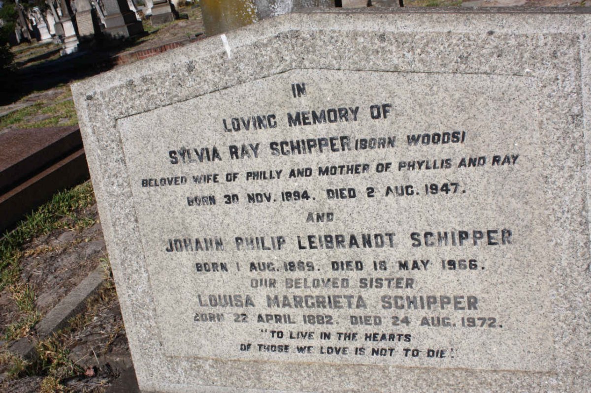 SCHIPPER Johann Philip Leibrandt 1889-1966 &amp; Sylvia Ray WOODS 1894-1947 :: SCHIPPER Louisa Margrieta 1882-1972