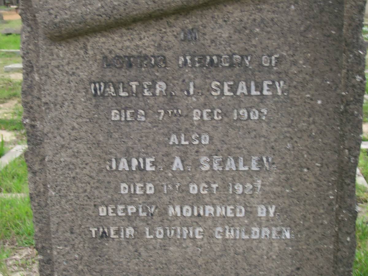 SEALEY Walter J. -1907 &amp; Jane A. -1921