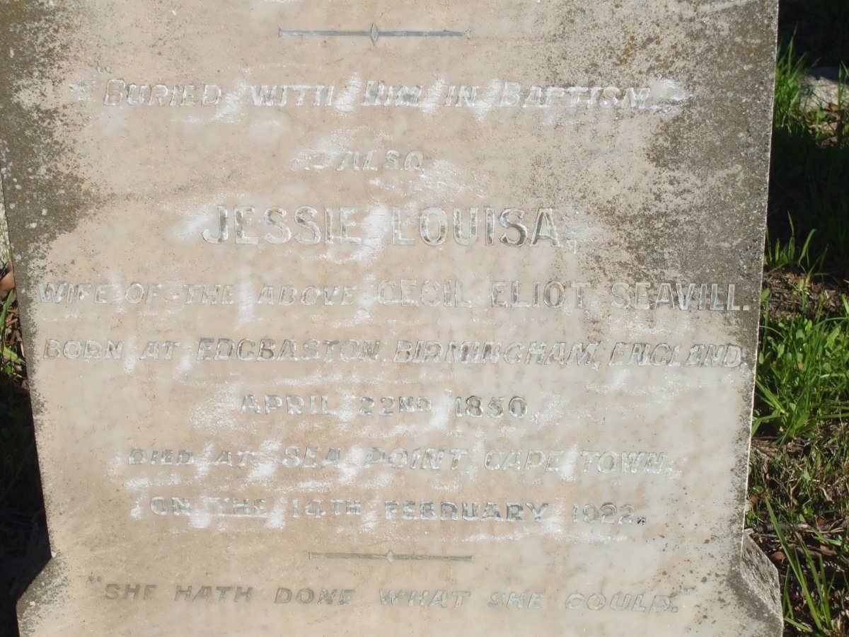 SEAVILL Cecil Eliot 1843-1920 &amp; Jessie Louisa 1850-1922