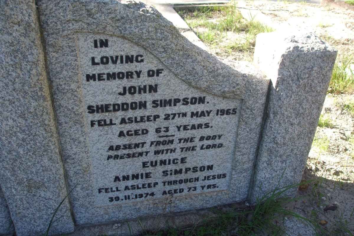 SIMPSON John Sheddon -1965 &amp; Eunice Annie -1974