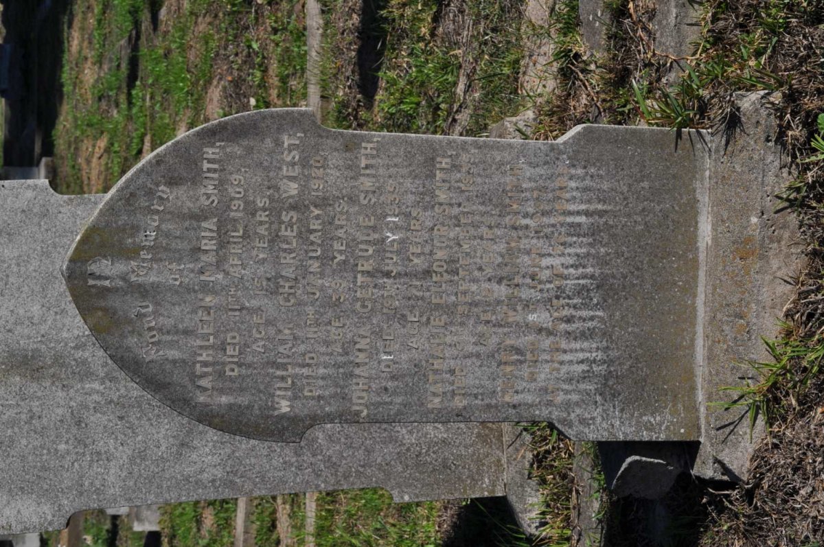 SMITH Henry William -1937 :: SMITH Johanna Getrude -1935 :: SMITH Kathleen Maria -1909 :: WEST William Charles -1920