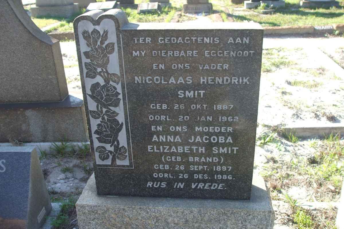 SMIT Nicolaas Hendrik 1887-1962 &amp; Anna Jacoba Elizabeth BRAND 1897-1986