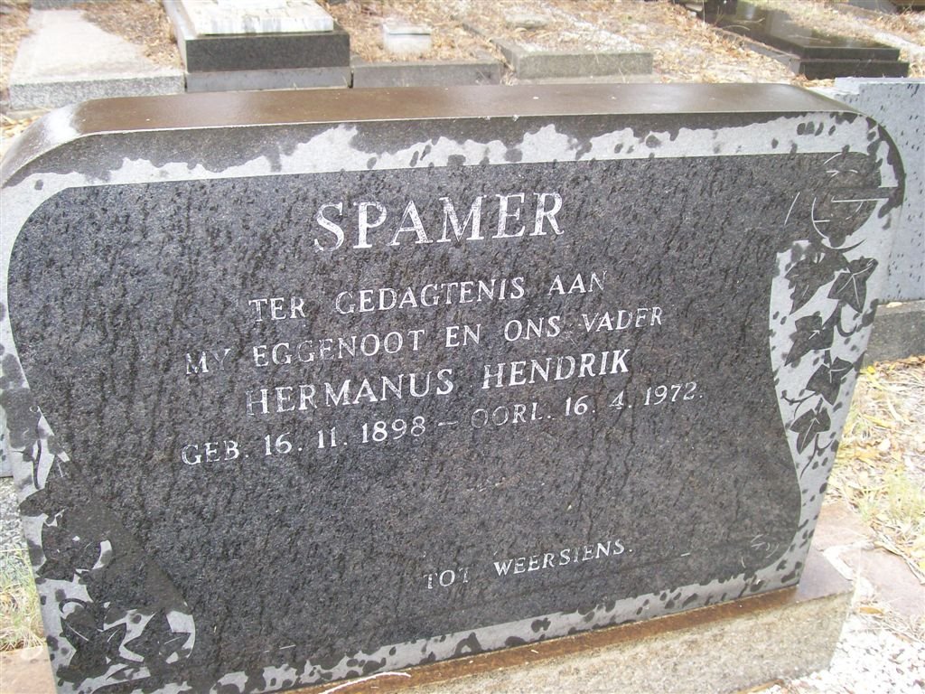 SPAMER Hermanus Hendrik 1898-1972