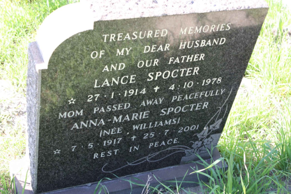 SPOCTER Lance 1914-1978 &amp; Anna-Marie WILLIAMS 1917-2001