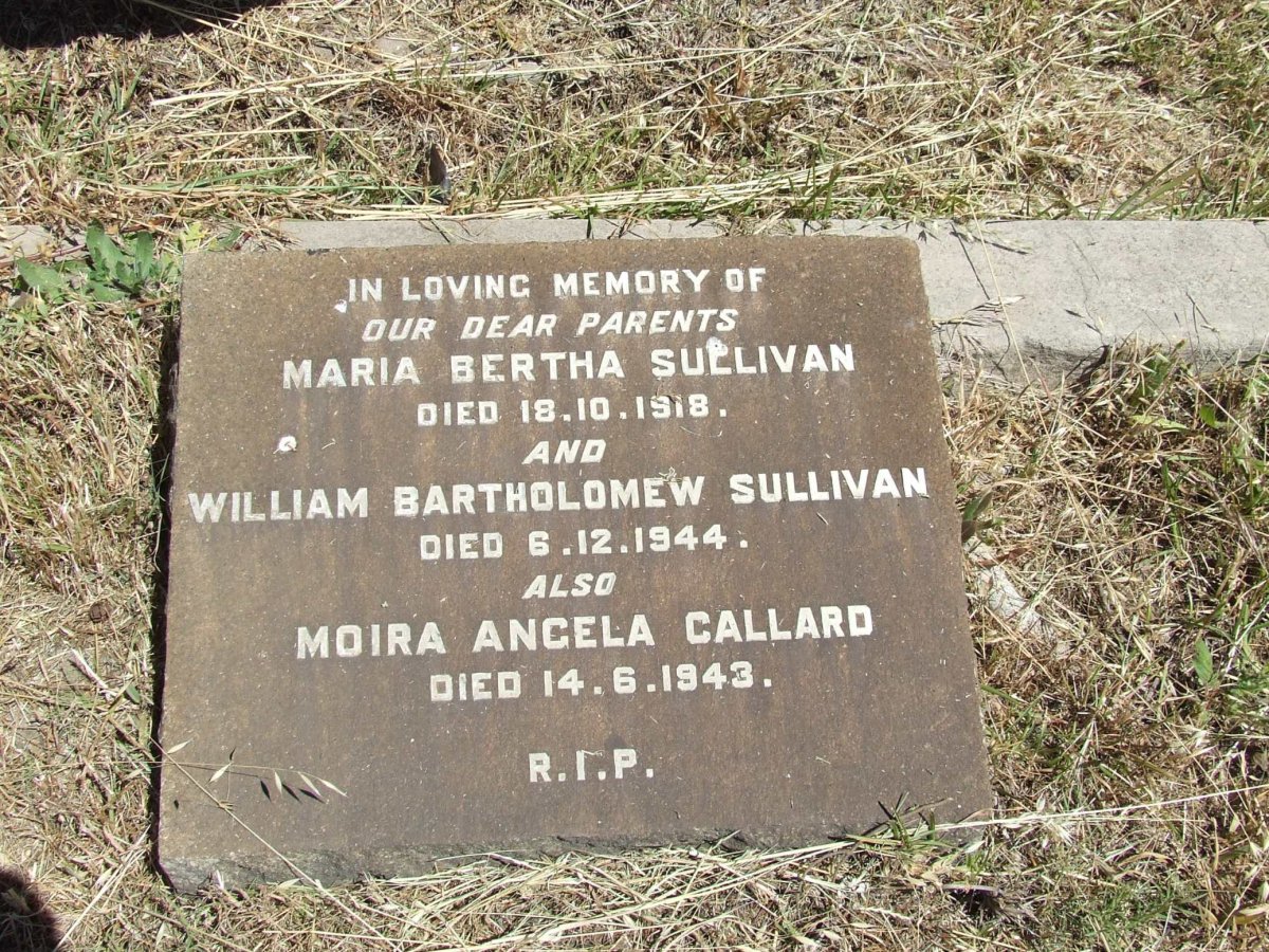 SULLIVAN William Bartholomew -1944 &amp; Maria Bertha -1918 :: CALLARD Moira Angela -1943