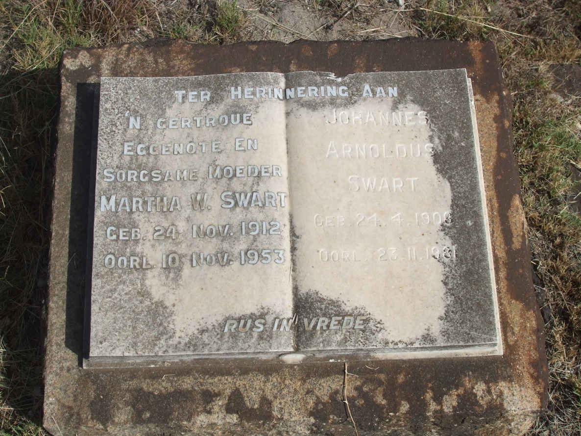 SWART Johannes Arnoldus 19??-19?? &amp; Martha W. 1912-1953