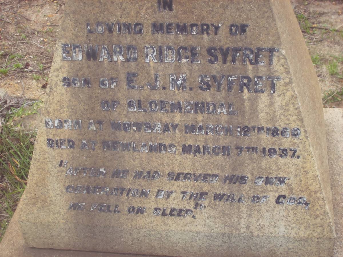 SYFRET Edward Ridge 1860-1937