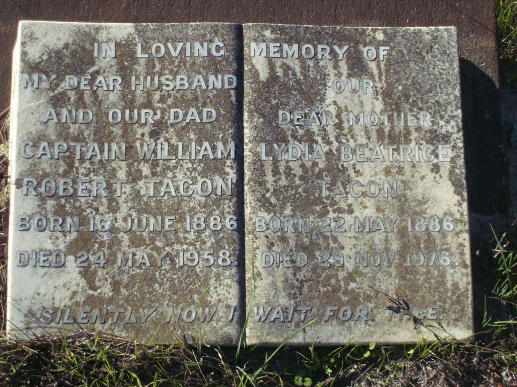 TACON William Robert 1886-1958 &amp; Lydia Beatrice 1886-1976