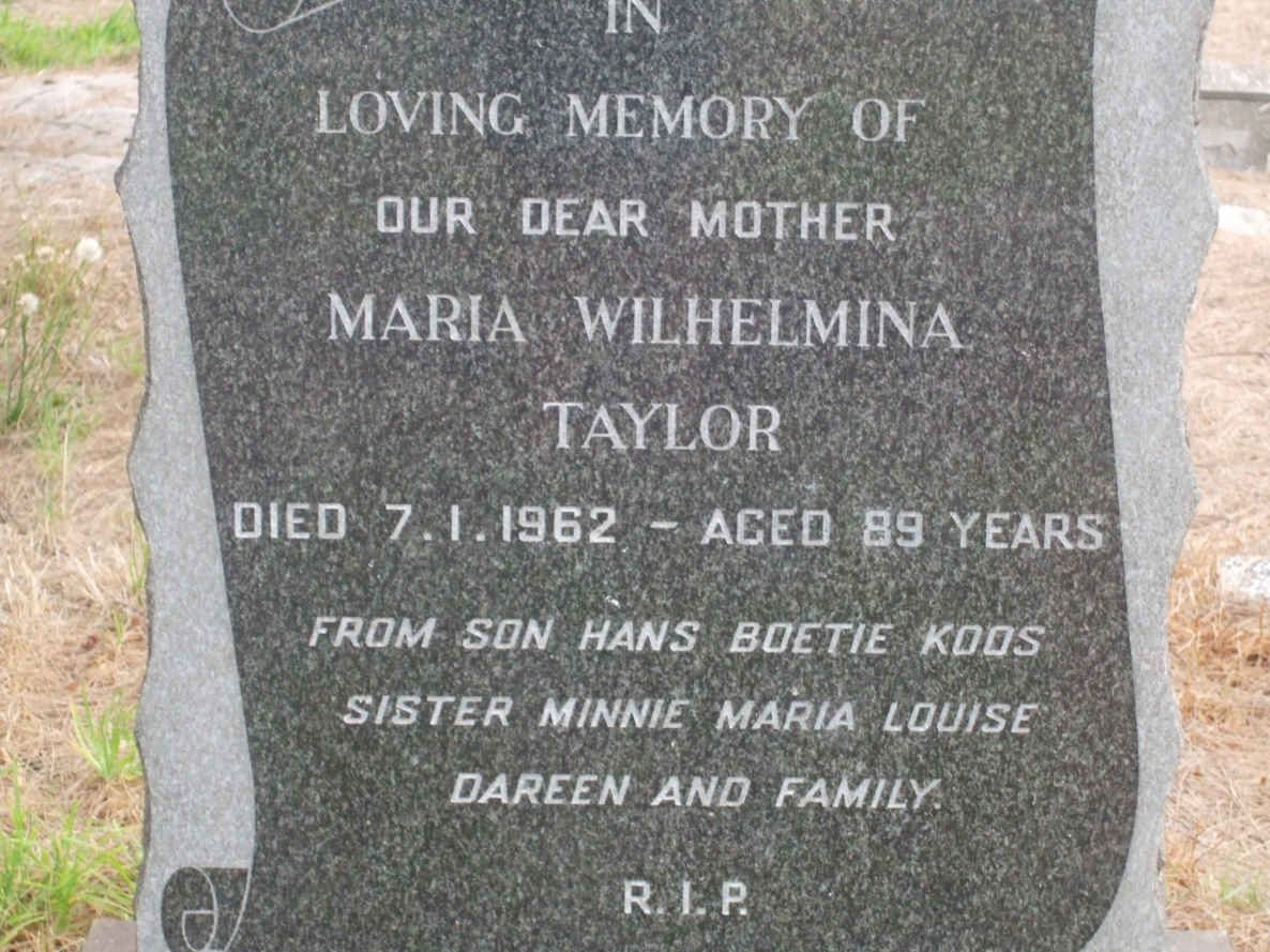 TAYLOR Maria Wilhelmina  -1962