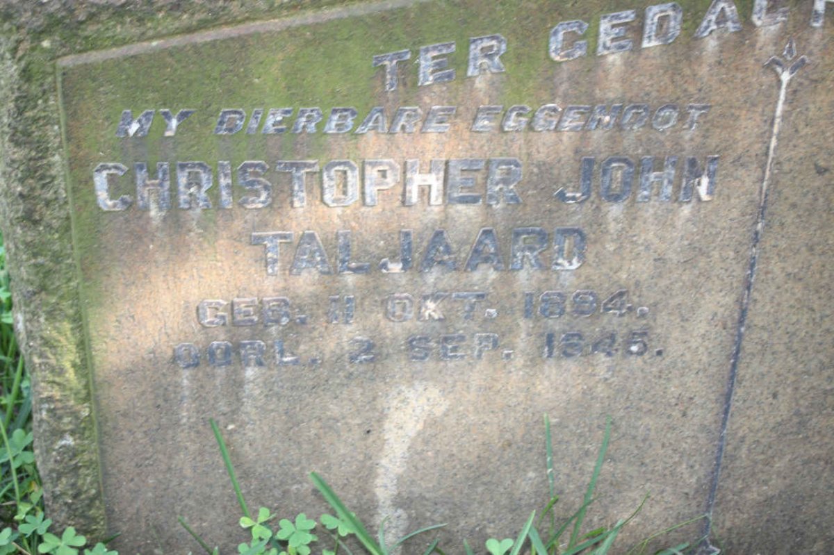 TALJAARD Christopher John  1894-1945