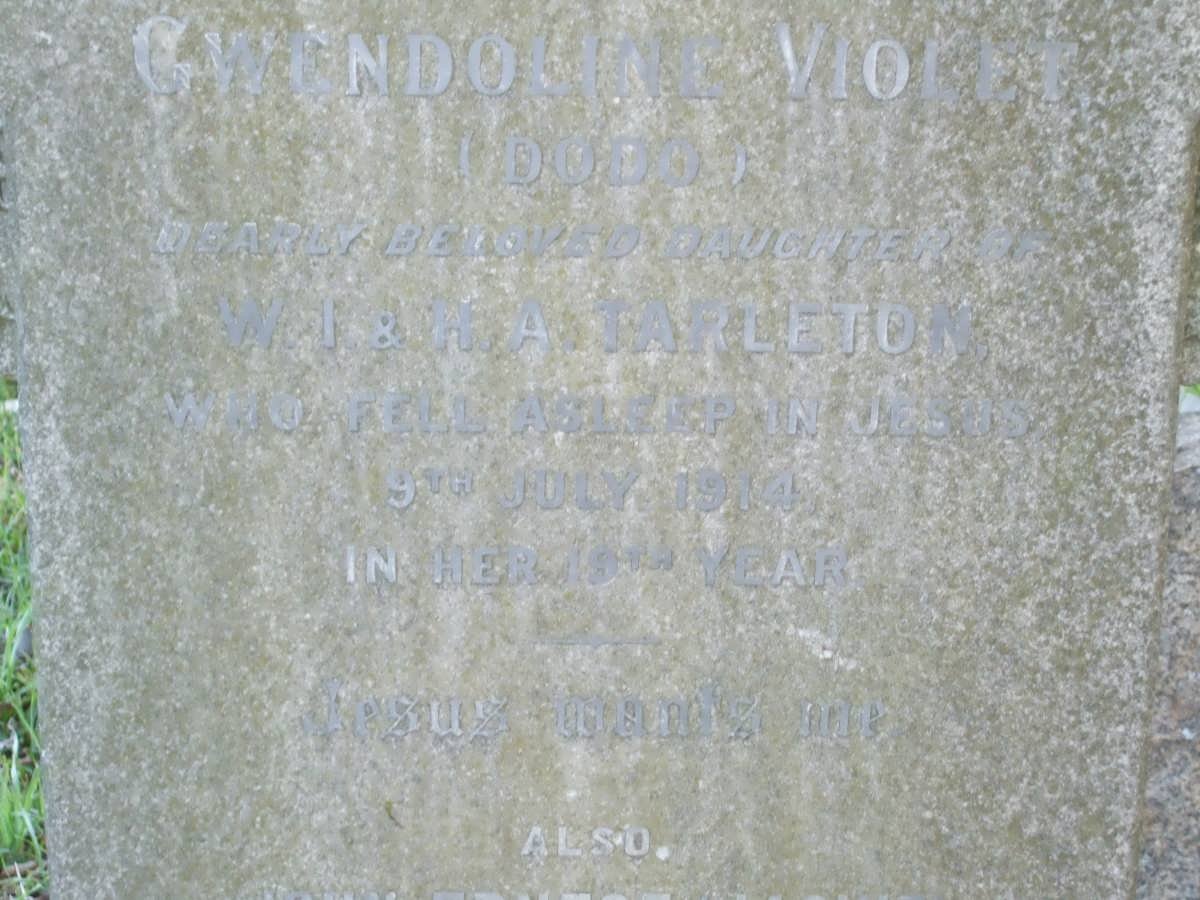 TARLETON William Irwin 1874-1948 :: TARLETON Gwendoline Violet -1914 :: TARLETON Jack Ernest 1903-1918
