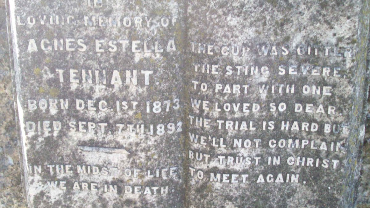 TENNANT Agnes Estella 1873-1892