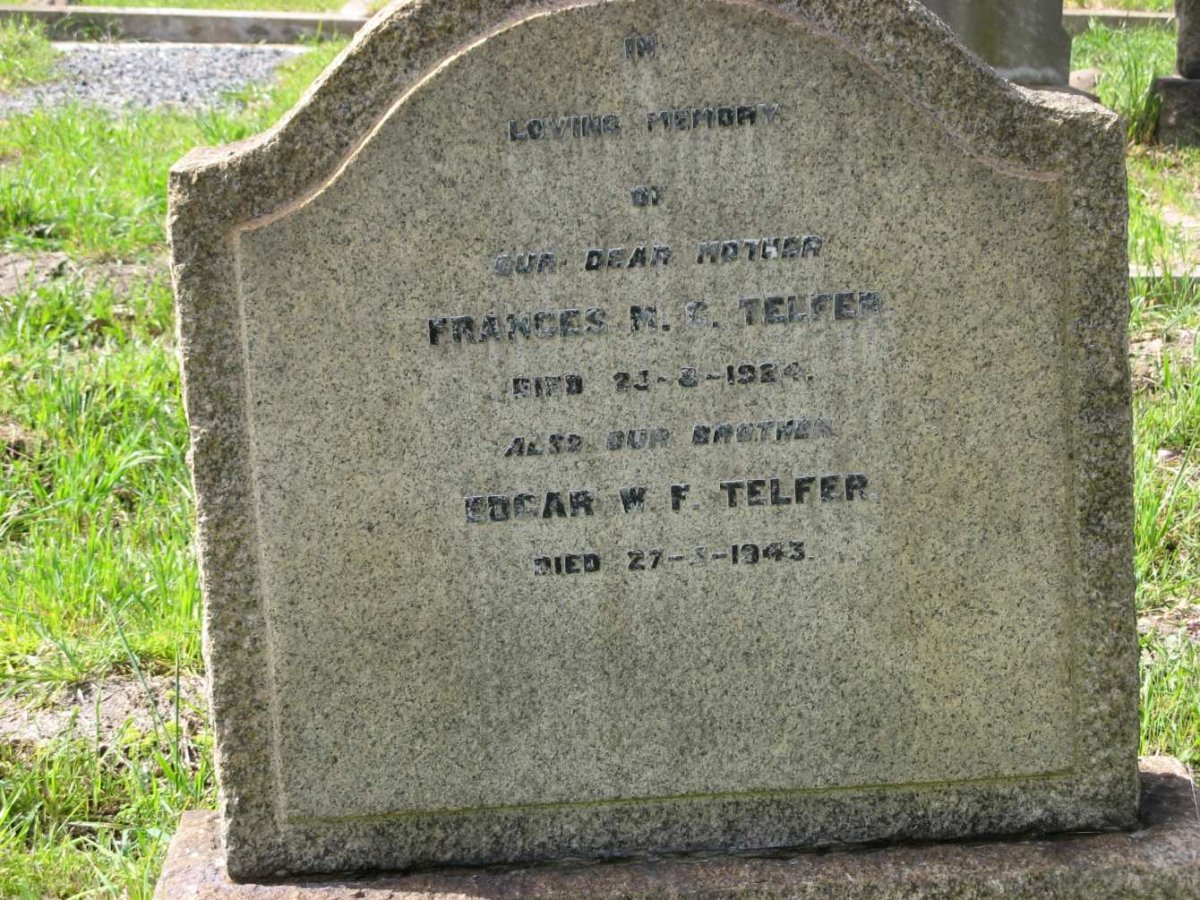 TELFER Frances M.G. -1924 :: TELFER Edgar W.F. -1943