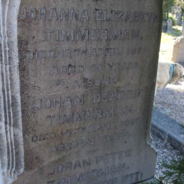 TIMMERMAN Johan Hendrik  -1887 &amp; Johanna Elizabeth -1881