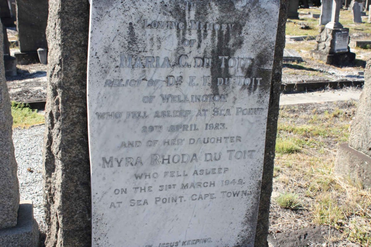 TOIT Maria C., du -1923 :: DU TOIT Myra Rhoda -1949