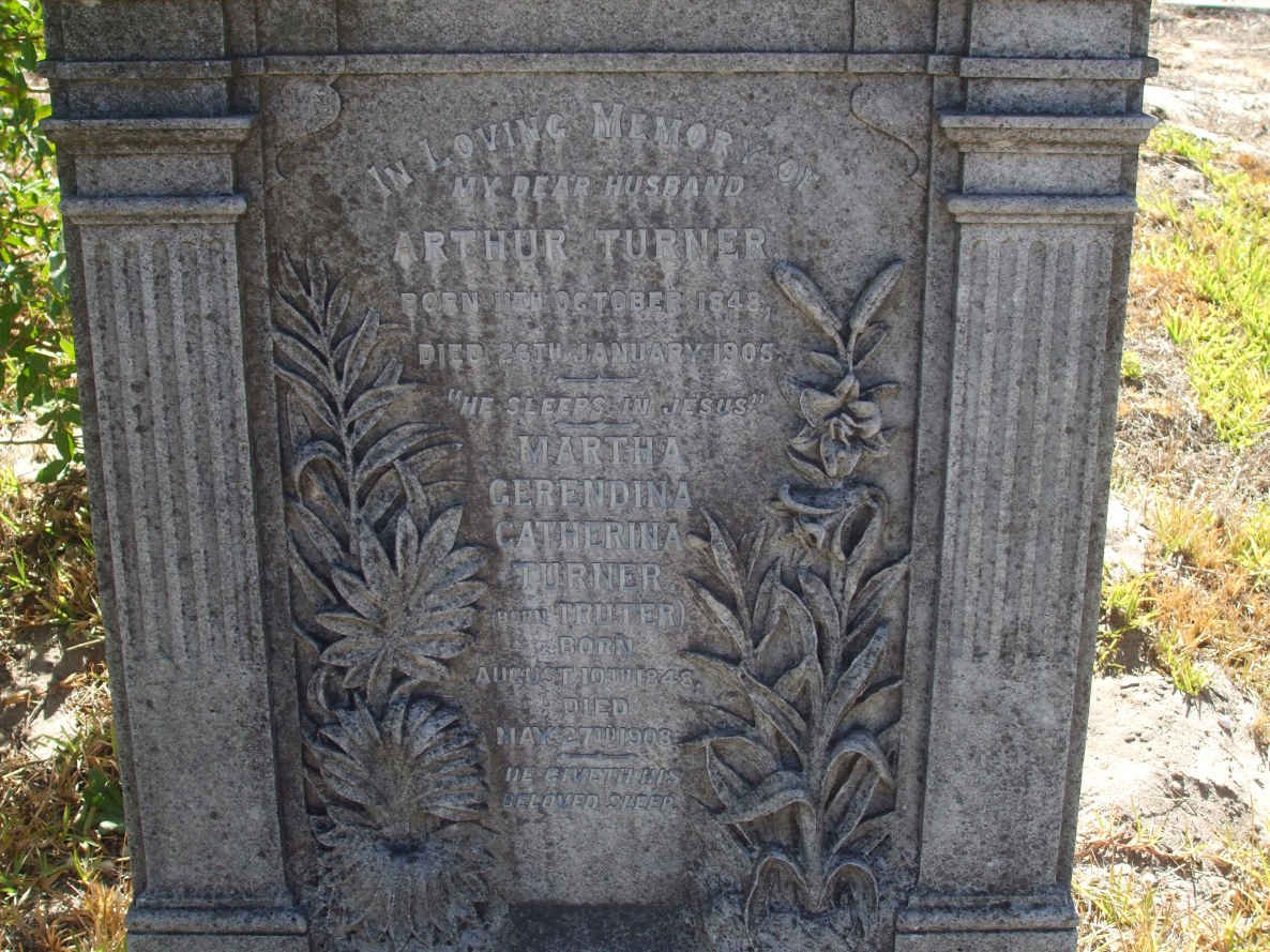TURNER Arthur 1848-1905 &amp; Martha Gerendina TRUTER 1848-1908