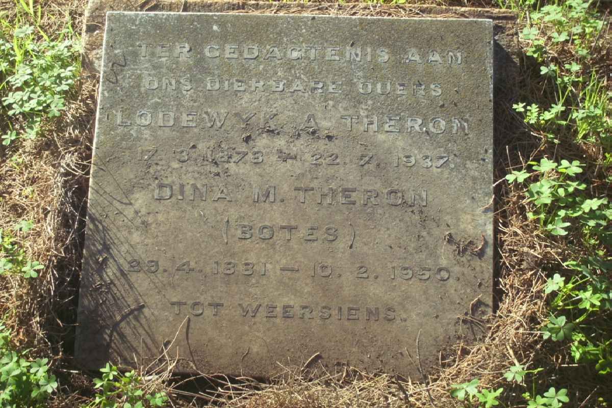 THERON Lodewyk A. 1878-1937 &amp; Dina M. BOTES 1881-1950
