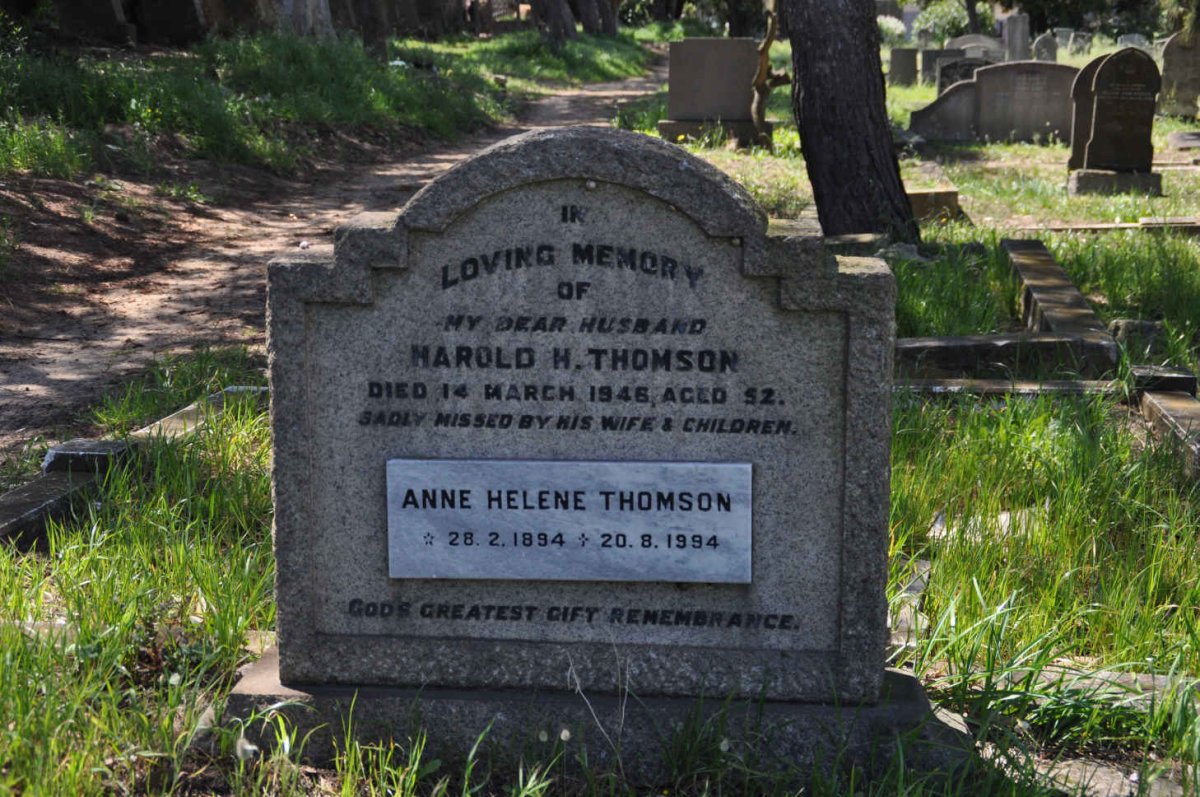 THOMSON Harold H. -1946 &amp; Anne Helene 1894-1994