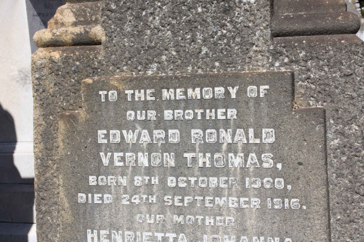 THOMAS Edward Ronald Vernon 1900-1916