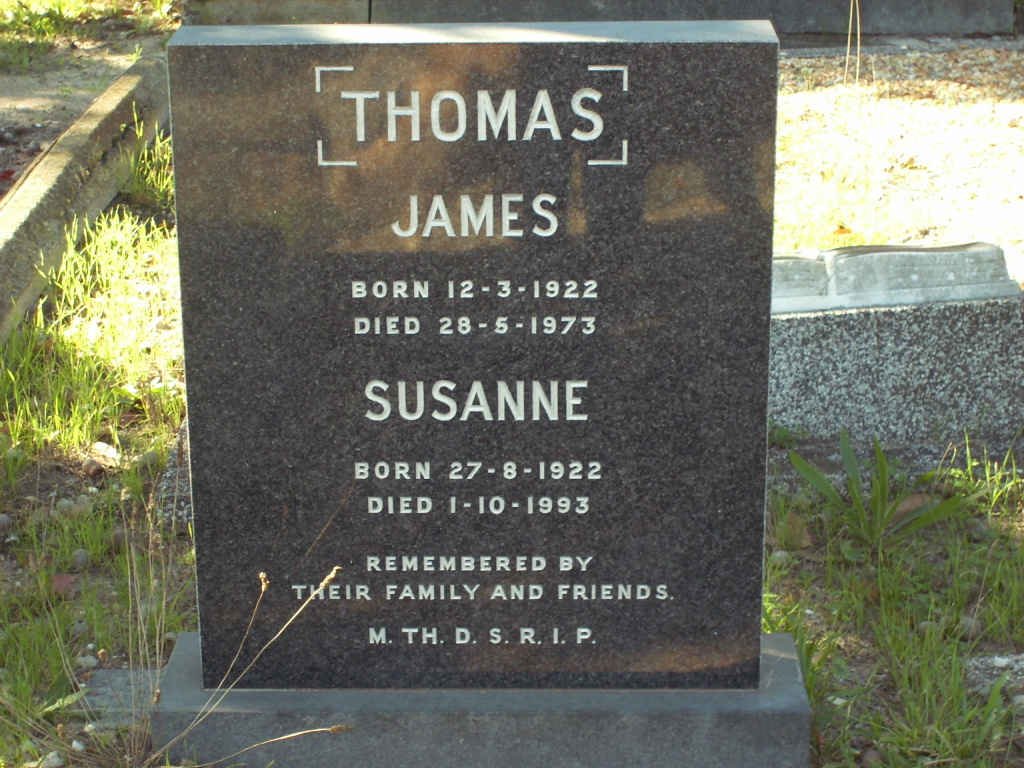 THOMAS James 1922-1973 &amp; Susanne 1922-1993