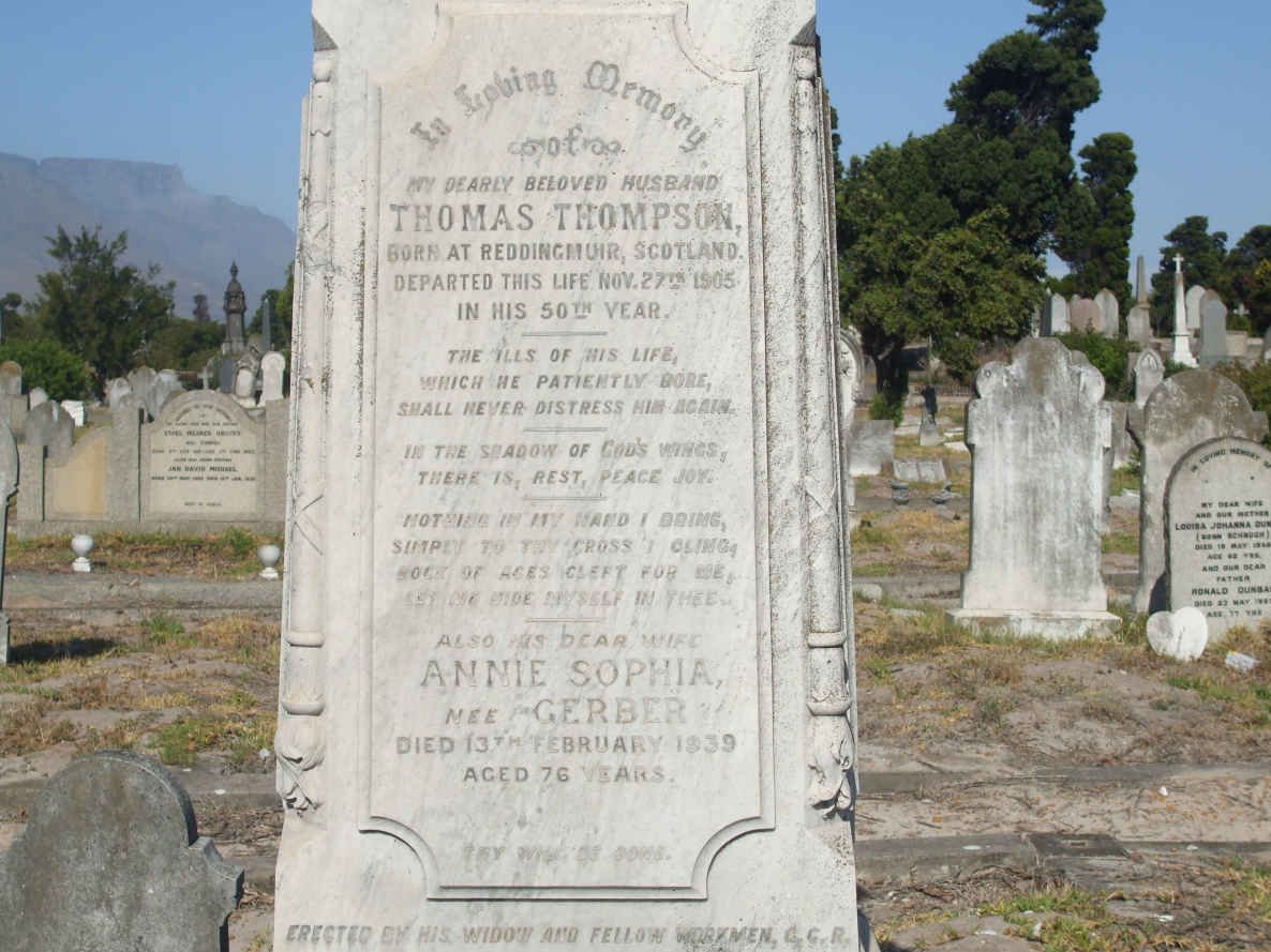 THOMPSON Thomas -1905 &amp; Annie Sophia GERBER -1939