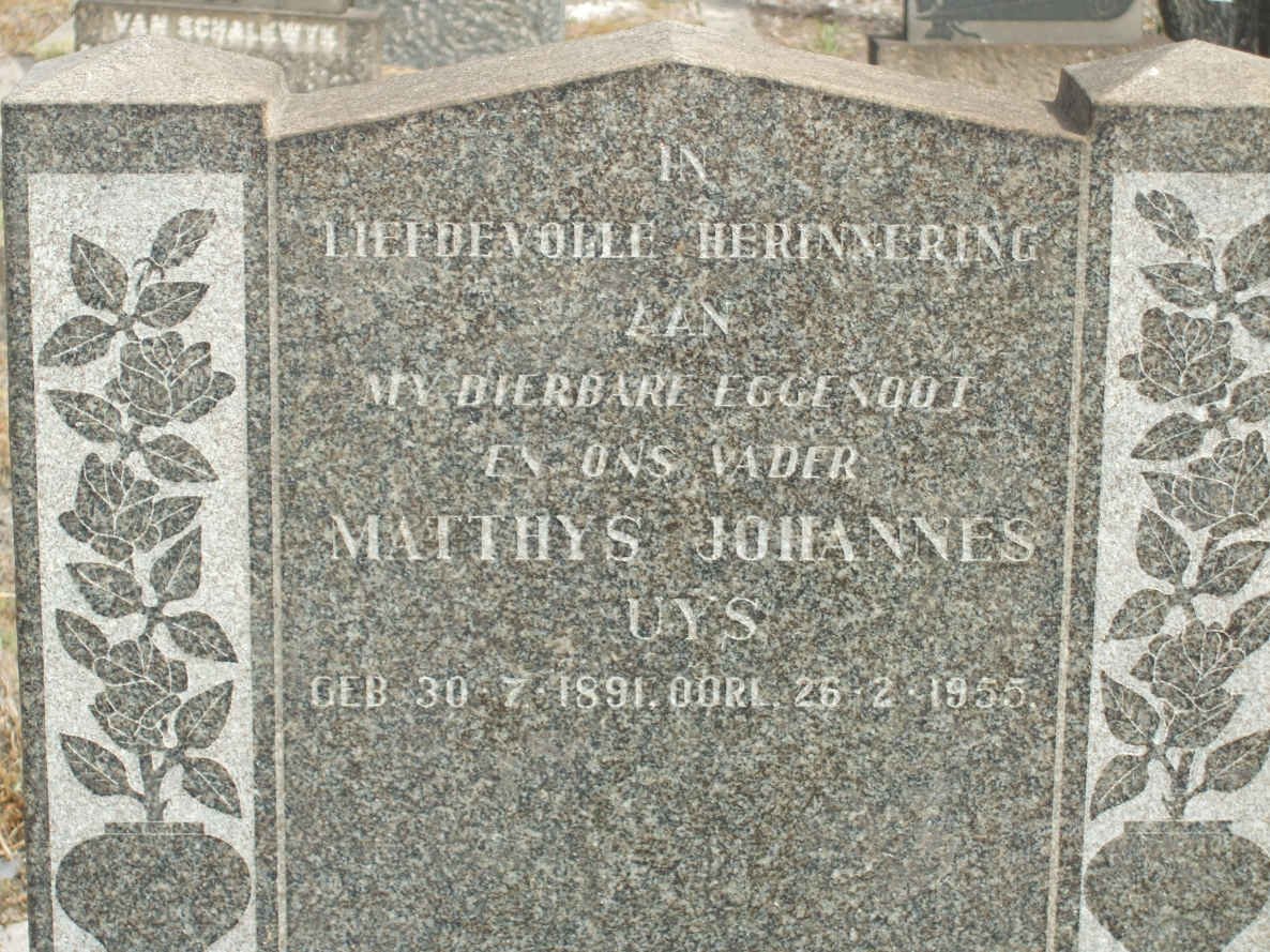 UYS Matthys Johannes 1891-1955