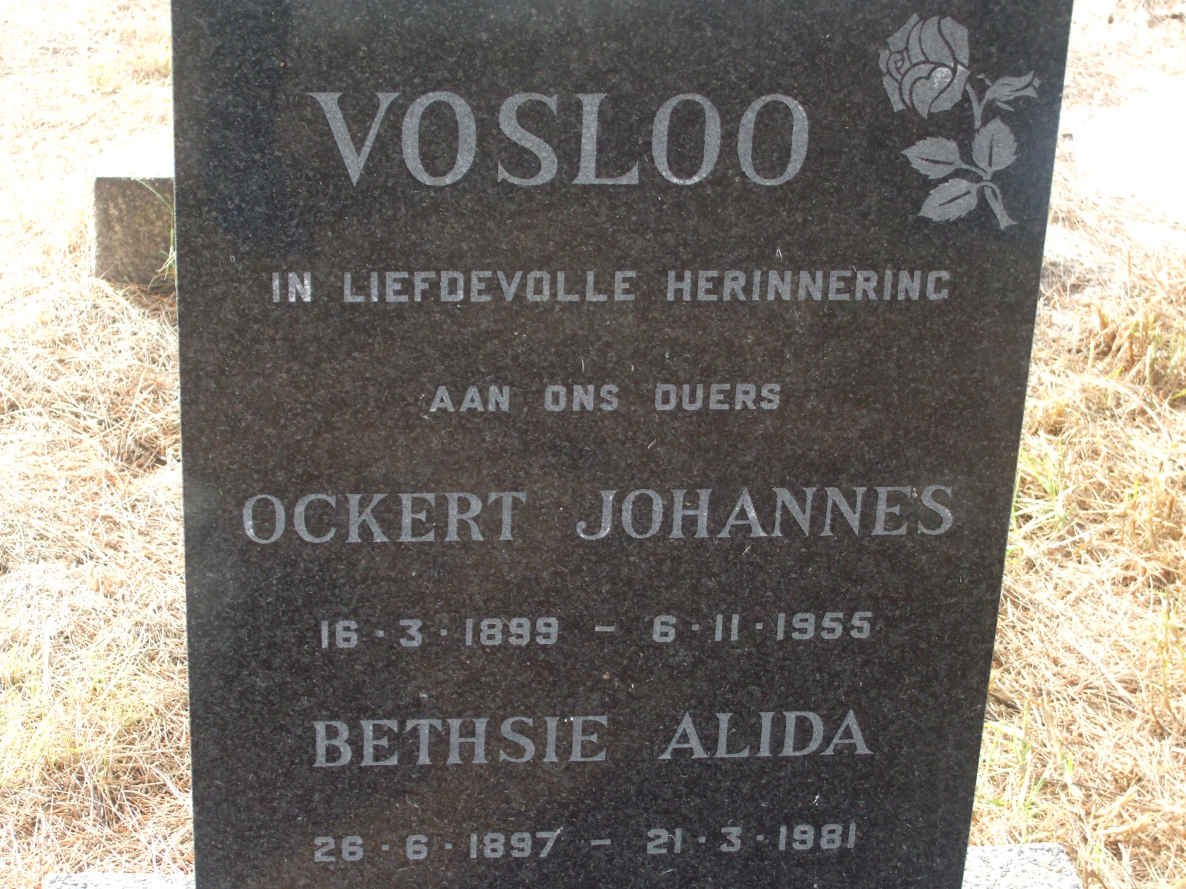 VOSLOO Ockert  Johannes 1899-1955 &amp; Bethsie Alida 1897-1981