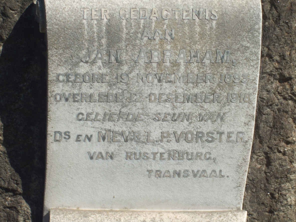 VORSTER Jan Abraham 1895-1918