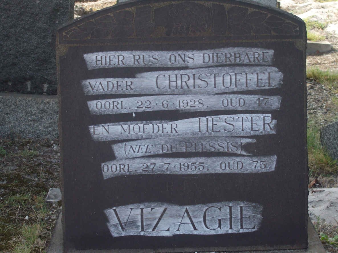 VIZAGIE Christoffel −1928 &amp; Hester DU PLESSIS −1955