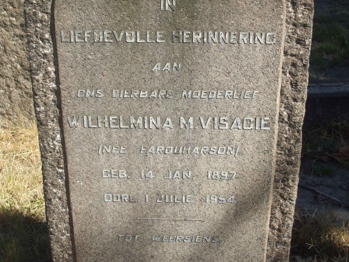 VISAGIE Wilhelmina M. nee FARQUHARSON 1897-1954