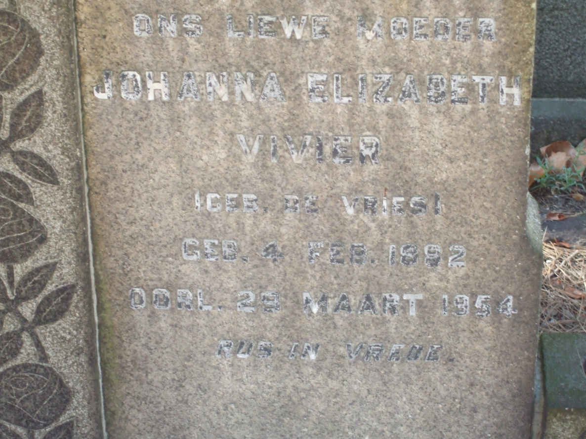 VIVIER Johanna Elizabeth nee DE VRIES 1892-1954