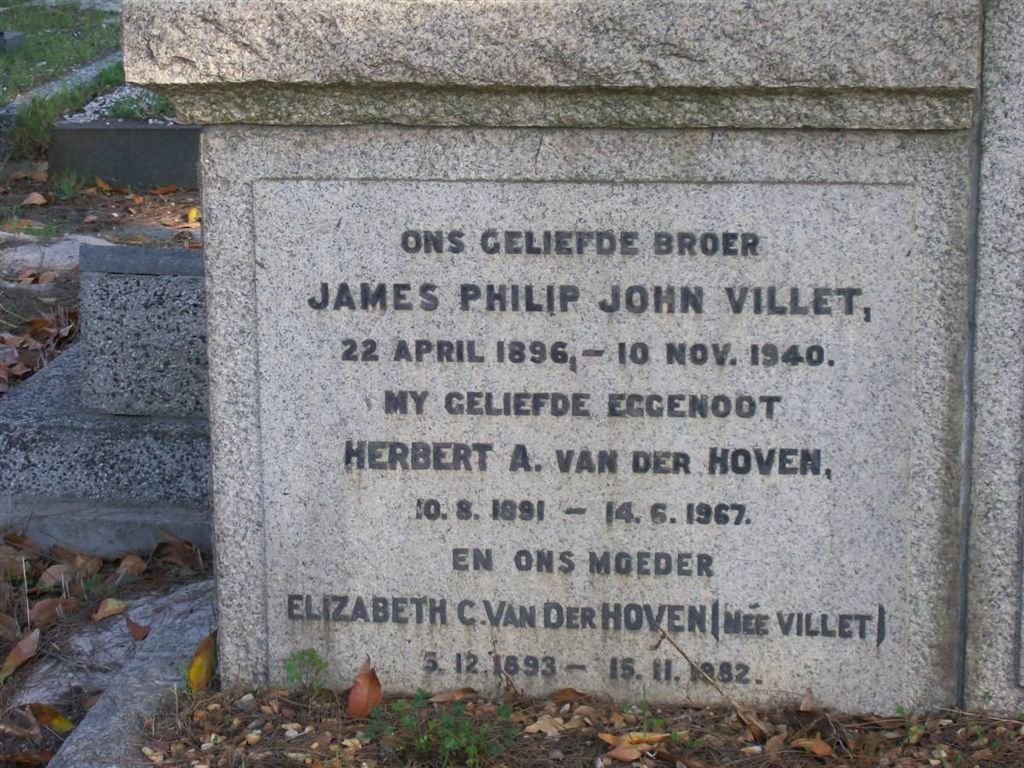 VILLET James Philip John 1896-1940