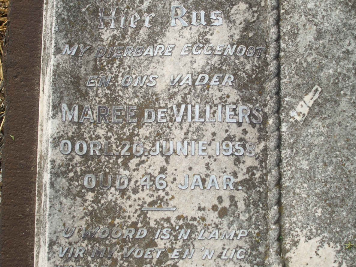 VILLIERS Maree, de -1958