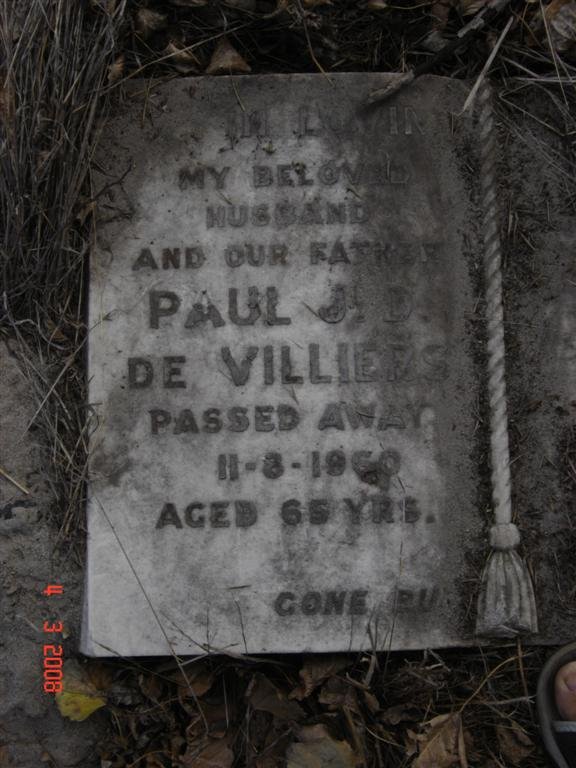 VILLIERS Paul J.D., de -1960