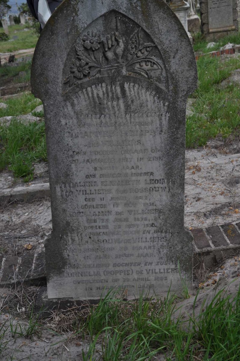 VILLIERS Johannes Philippus, de -1917 &amp; Magdalena Elizabeth Leonora ROSSOUW 1842-1931 :: VILLIERS Benjamin, de 1878-1930