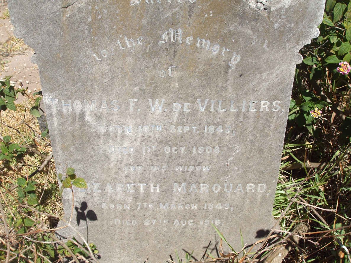 VILLIERS Thomas F.W., de 1842-1908 &amp; Elizabeth MARQUARD 1849-1916