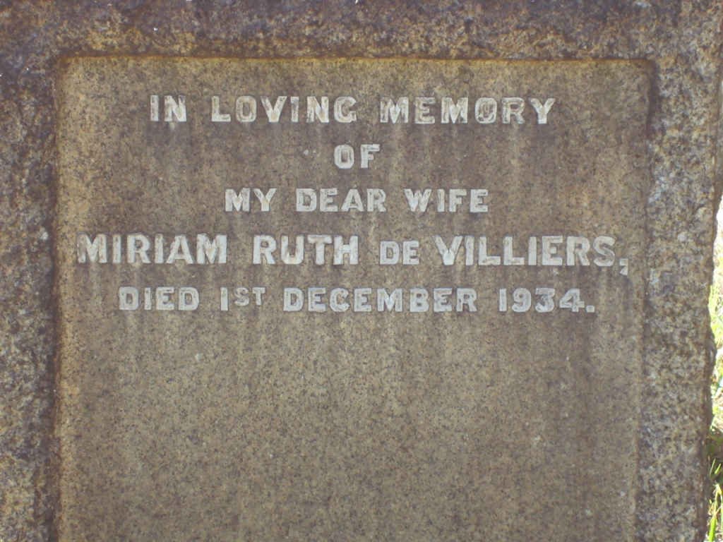 VILLIERS Miriam Ruth, de  -1934