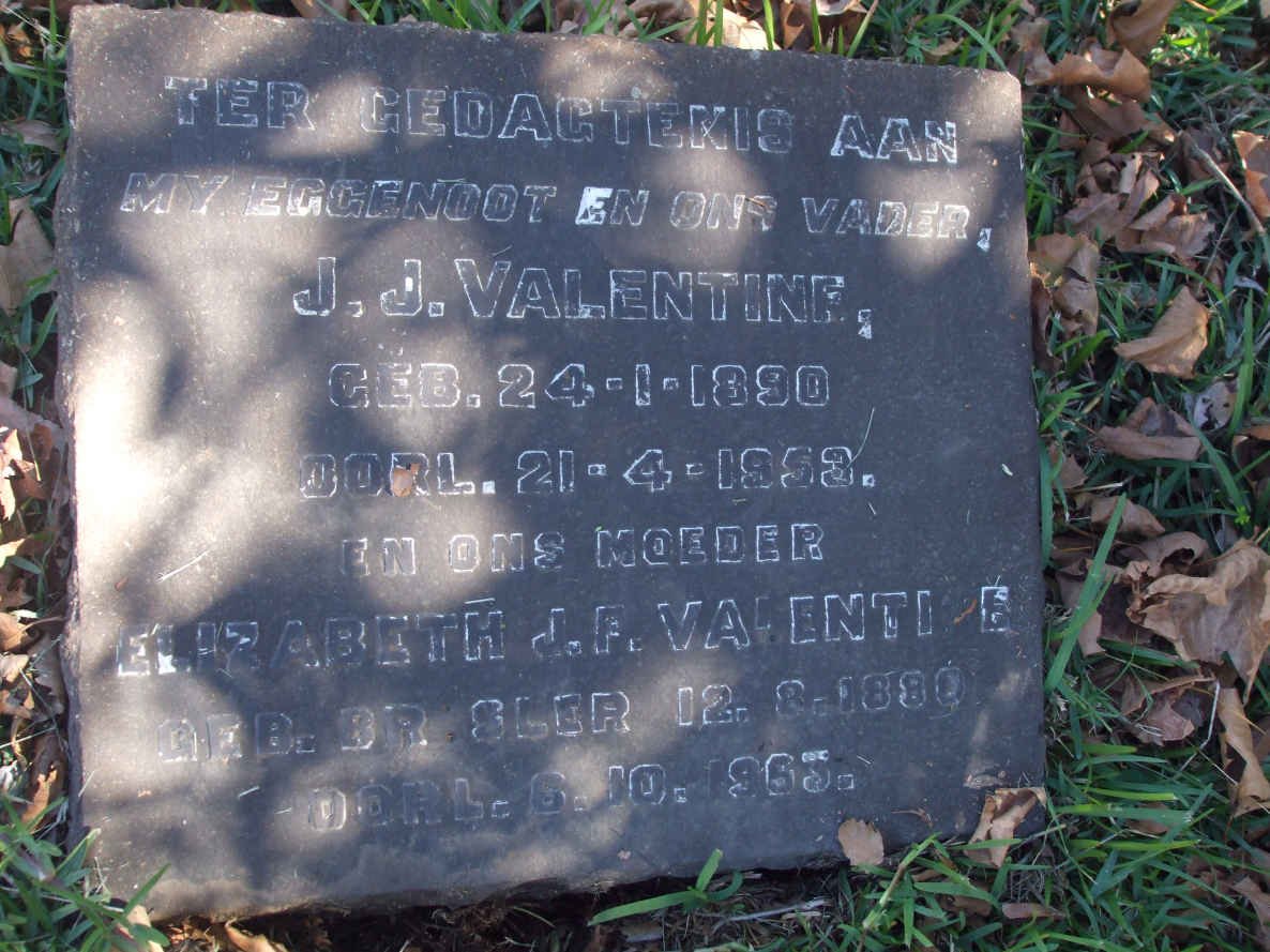 VALENTINE J.J. 1890-1953 &amp; Elizabeth J.F. BRESLER 1880-1953