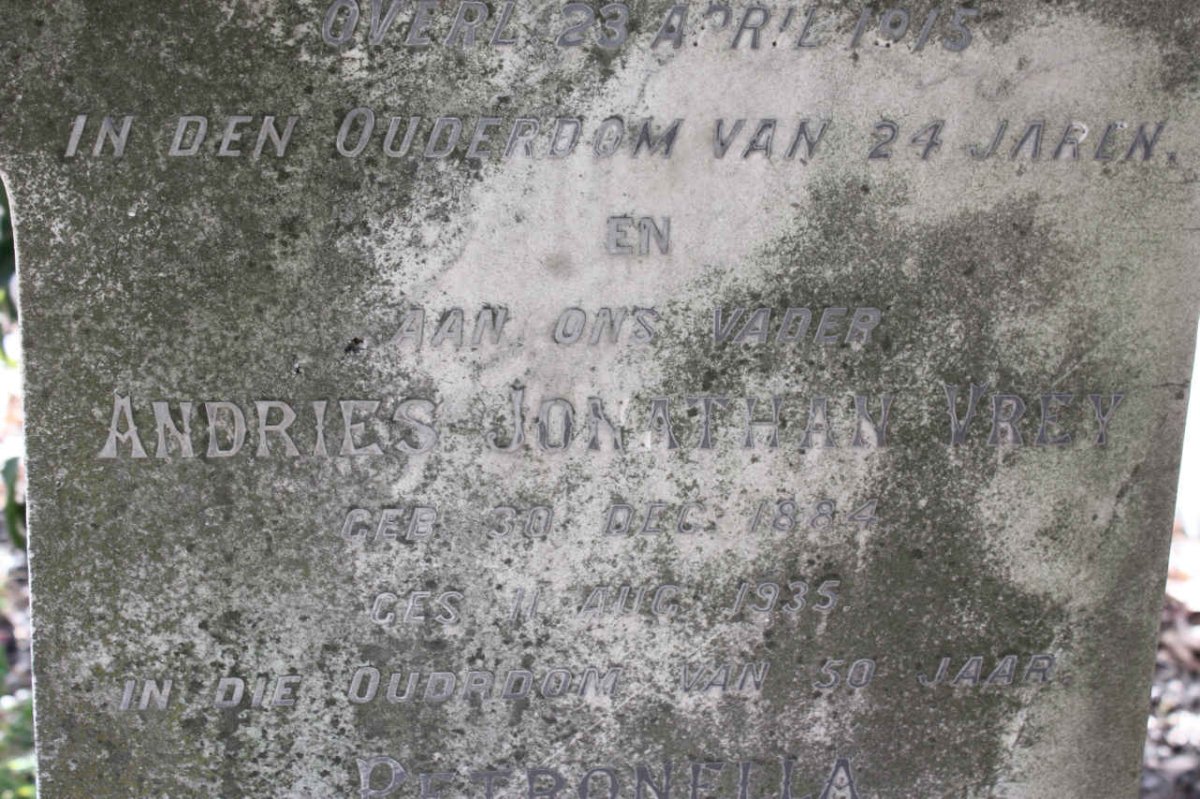 VREY Andries Jonathan 1884-1935