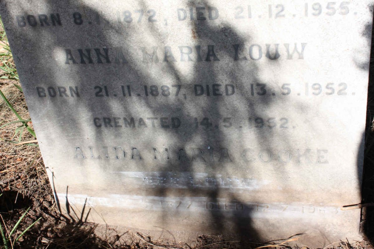 COOKE Alida Maria nee LOUW 1877-1963