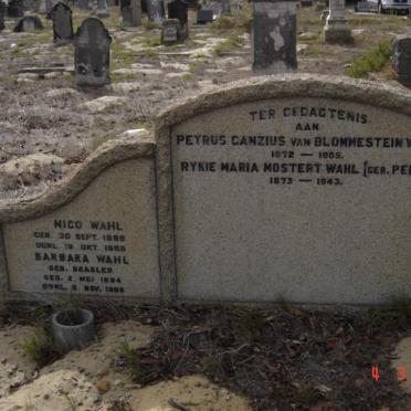 WAHL Petrus Canzius van Blommenstein 1872-1905 &amp; Rykie Maria Mostert PENTZ 1873-1943
