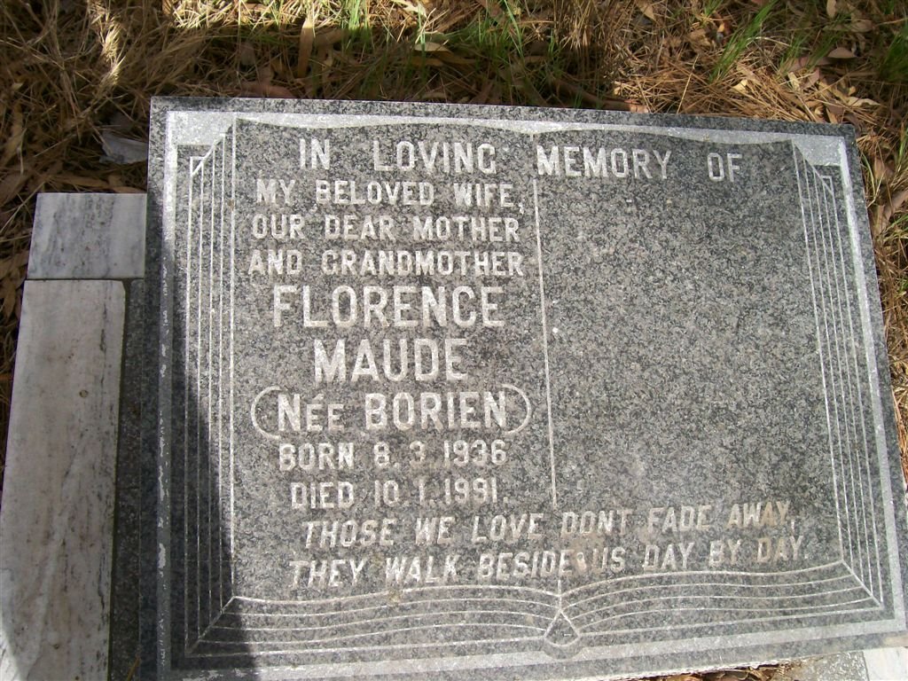 WASSERFALL Florence Maude nee BORIEN 1936-1991