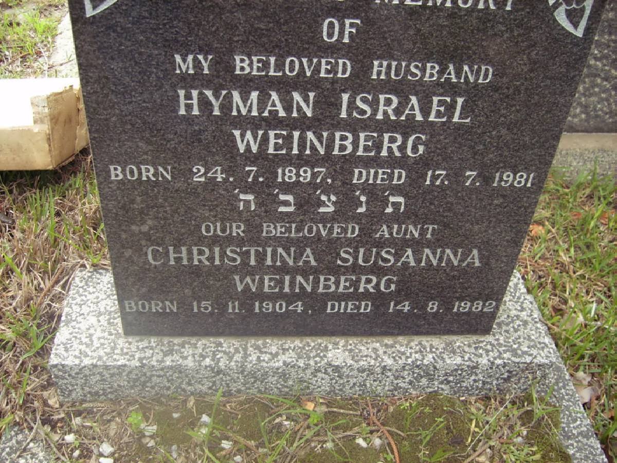 WEINBERG Hyman Israel 1897-1981 &amp; Christina Susanna 1904-1982