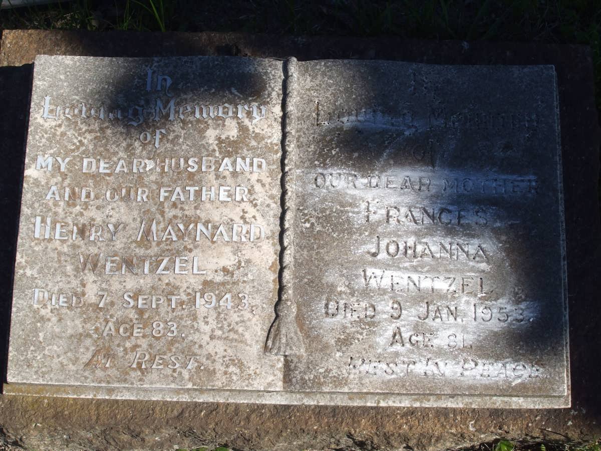 WENTZEL Henry Maynard -1943 &amp; Frances Johanna -1953