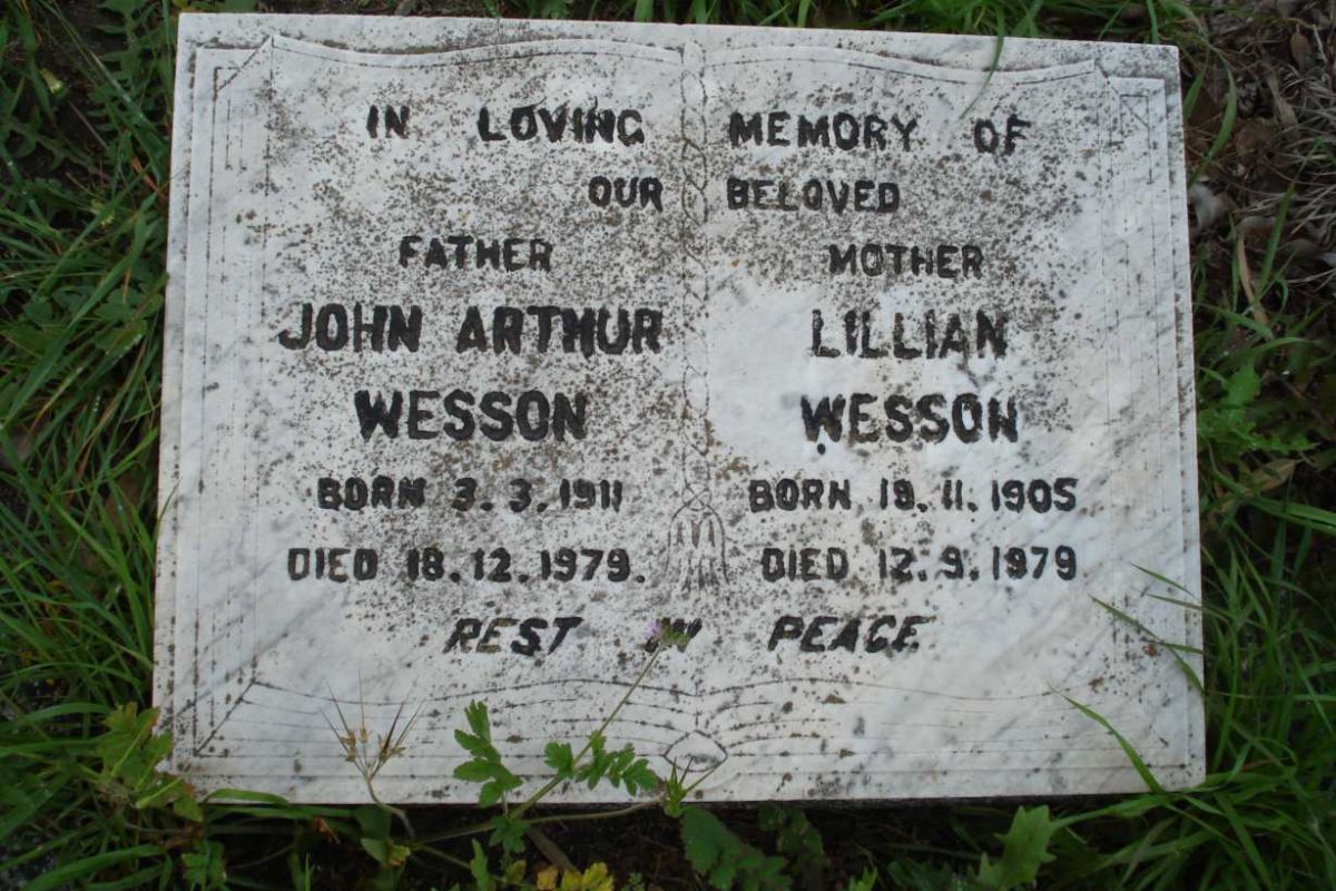 WESSON John Arthur 1911-1979 &amp; Lillian 1905-1979