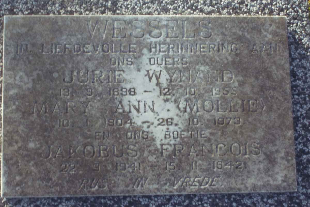 WESSELS Jurie Wynand 1898-1955 &amp; Mary Ann 1904-1973 :: WESSELS Jakobus Francois 1941-1942