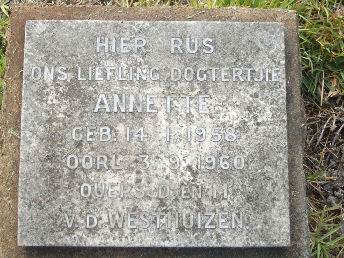 WESTHUIZEN Annette, v.d. 1958-1960