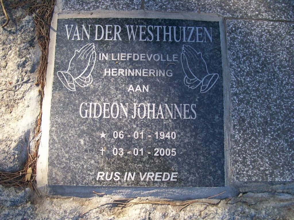 WESTHUIZEN Gideon Johannes, van der 1940-2005