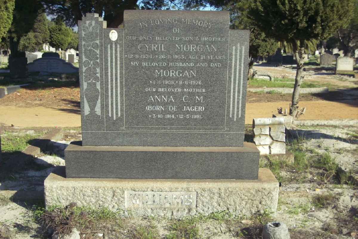 WILLIAMS Cyril Morgan 1934-1955 :: WILLIAMS Morgan 1908-1976 &amp; Anna C.M. DE JAGER 1914-1991